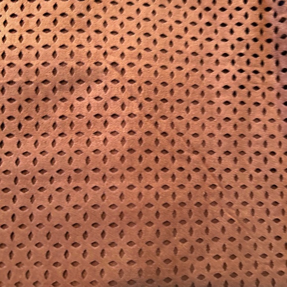FAUX SUEDE TOP, SLEEVELESS, TOFFEE, SIZE 4X, OPENWORK PATTERN ON FRONT, PLAIN - Picture 8 of 12